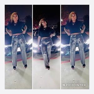 Sequin wide leg pants